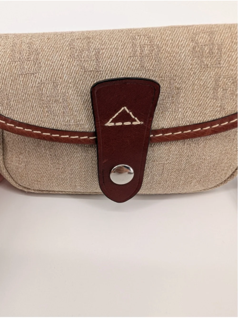 Dooney & Bourke Oncour Tweed Flap Wristlet Tan Brown Leather Trim